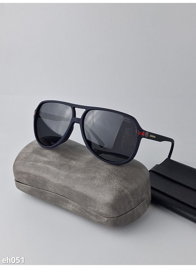 Carrera Men’s Aviator Sunglasses – Dark Blue Frame with Grey Lenses